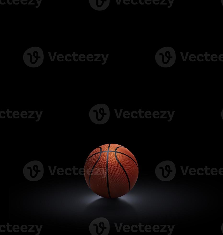 pallacanestro palla su nero sfondo. 3d rendere foto