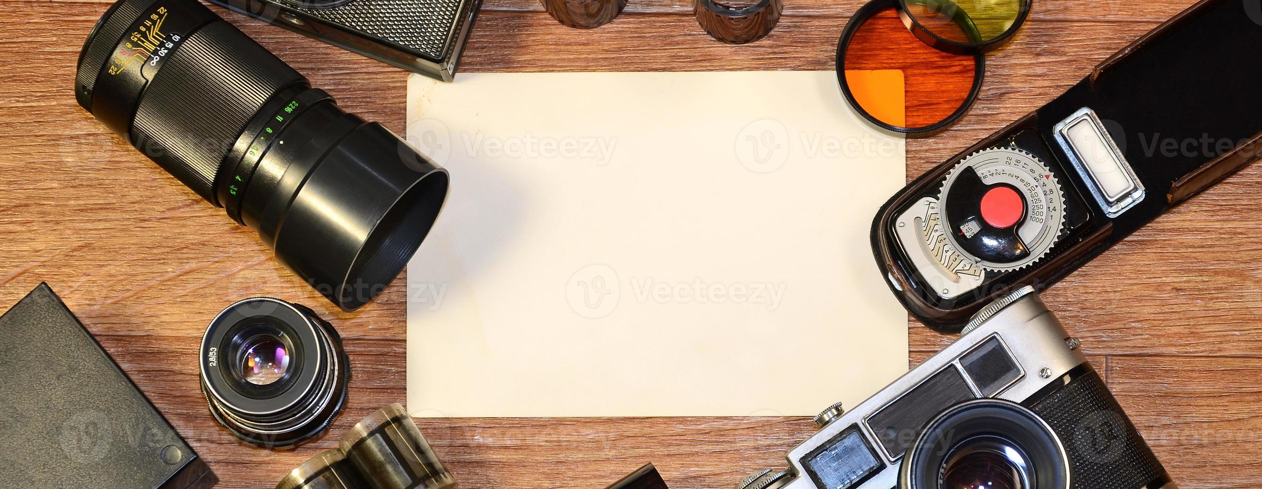 natura morta con vecchio fotografia attrezzatura foto