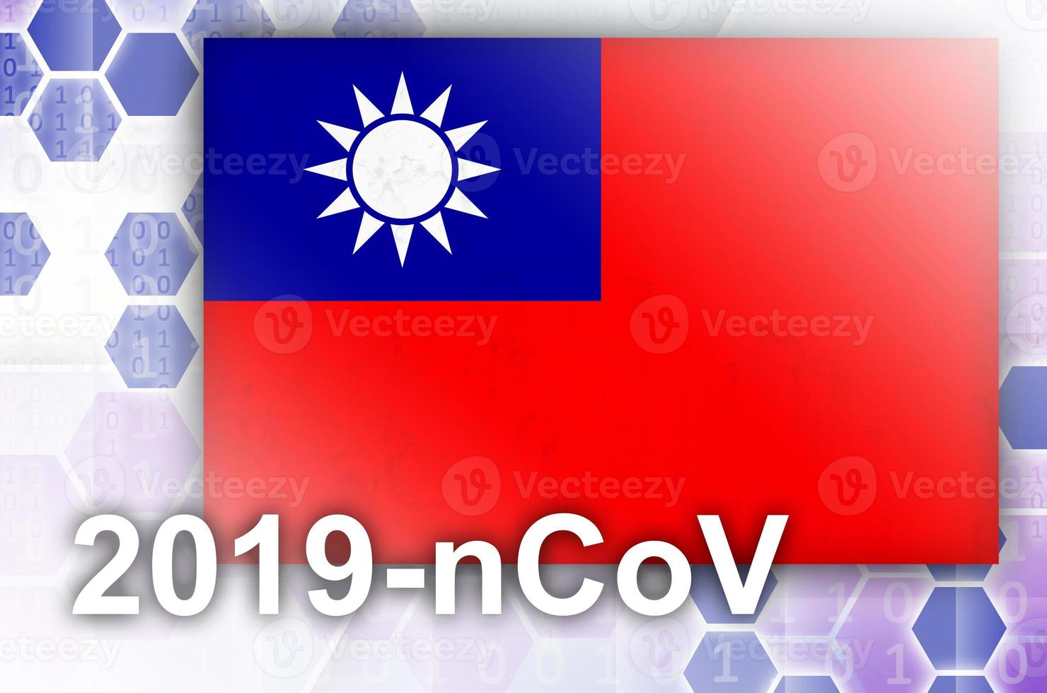 Taiwan bandiera e futuristico digitale astratto composizione con 2019-ncov iscrizione. covid-19 scoppio concetto foto