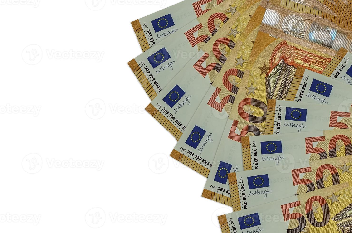 50 Euro fatture bugie isolato su bianca sfondo con copia spazio. ricco vita concettuale sfondo foto