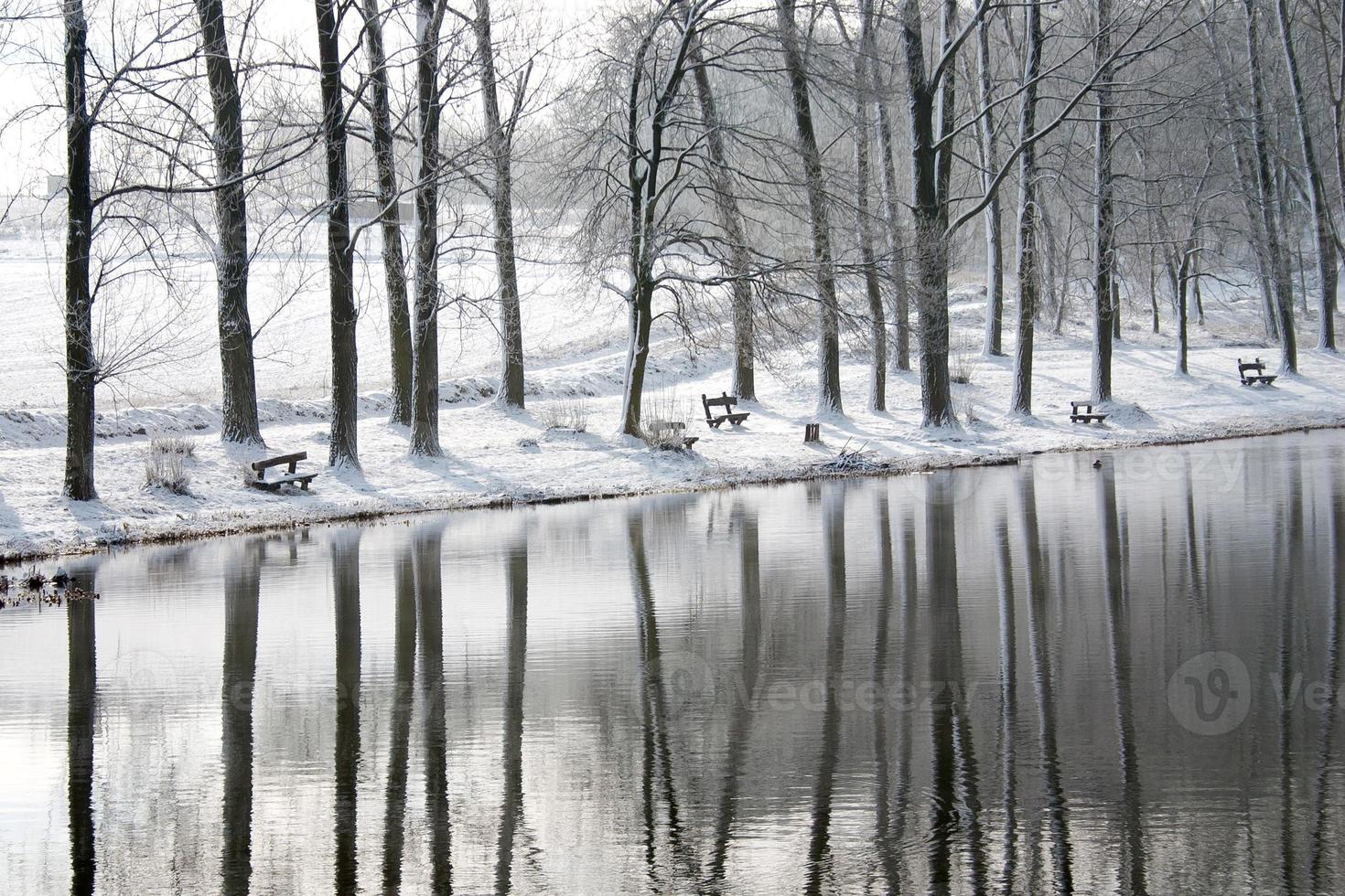 paesaggio invernale con riflesso - stock photo. foto