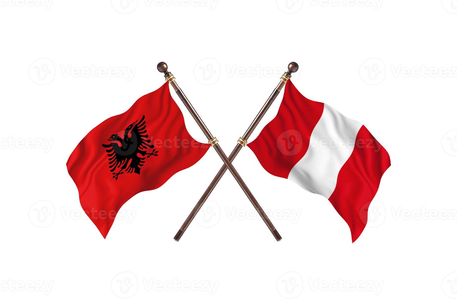 Albania contro Perù Due nazione bandiere foto