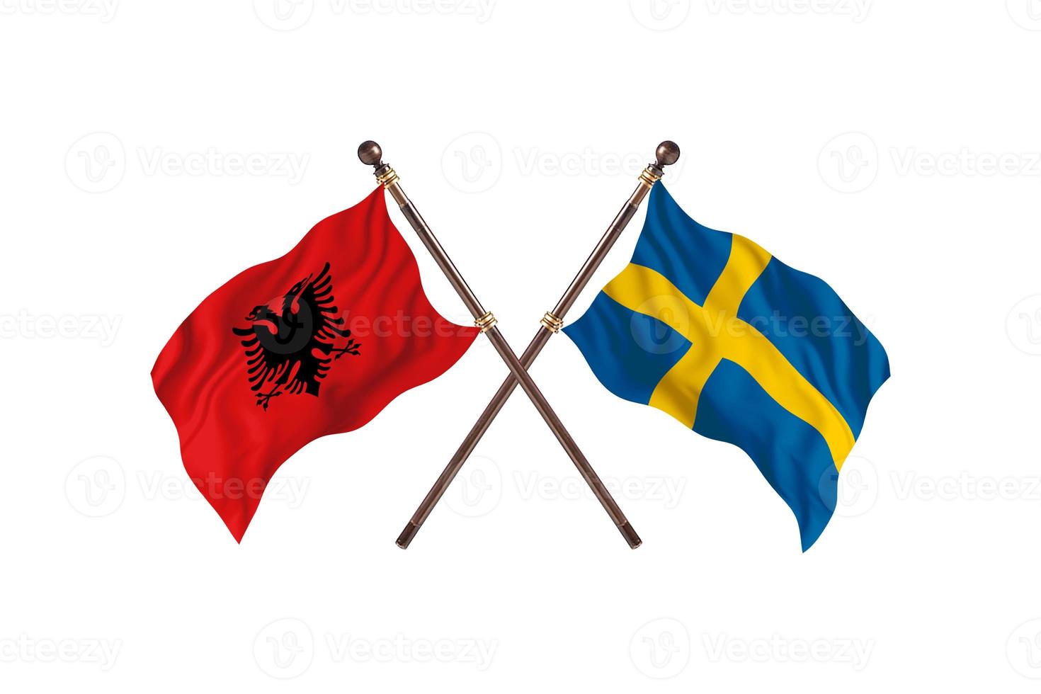 Albania contro Svezia Due nazione bandiere foto