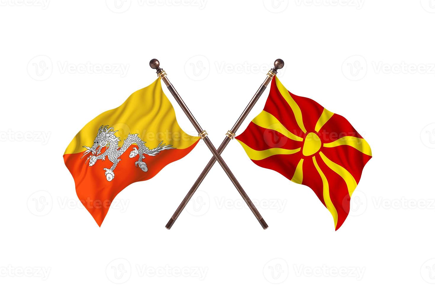 bhutan contro macedonia Due nazione bandiere foto