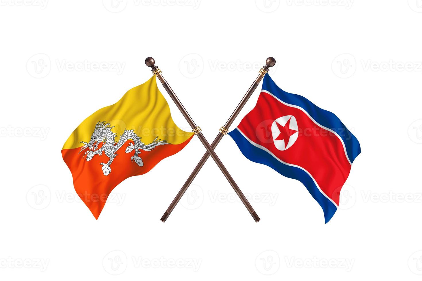 bhutan contro nord Corea Due nazione bandiere foto