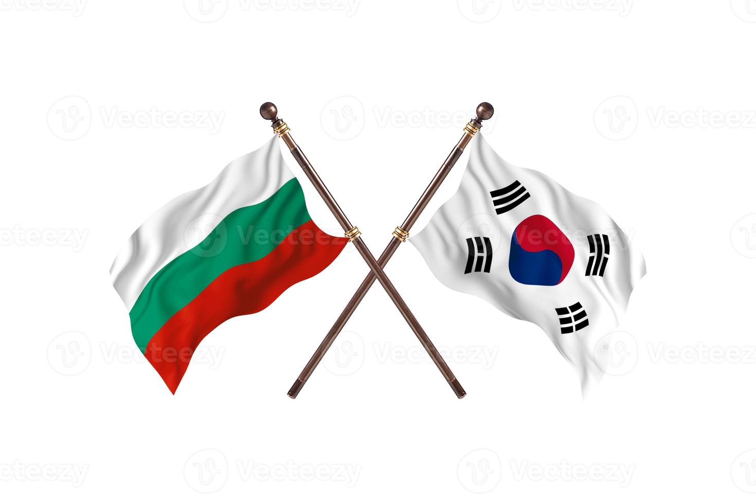 Bulgaria contro Sud Corea Due nazione bandiere foto