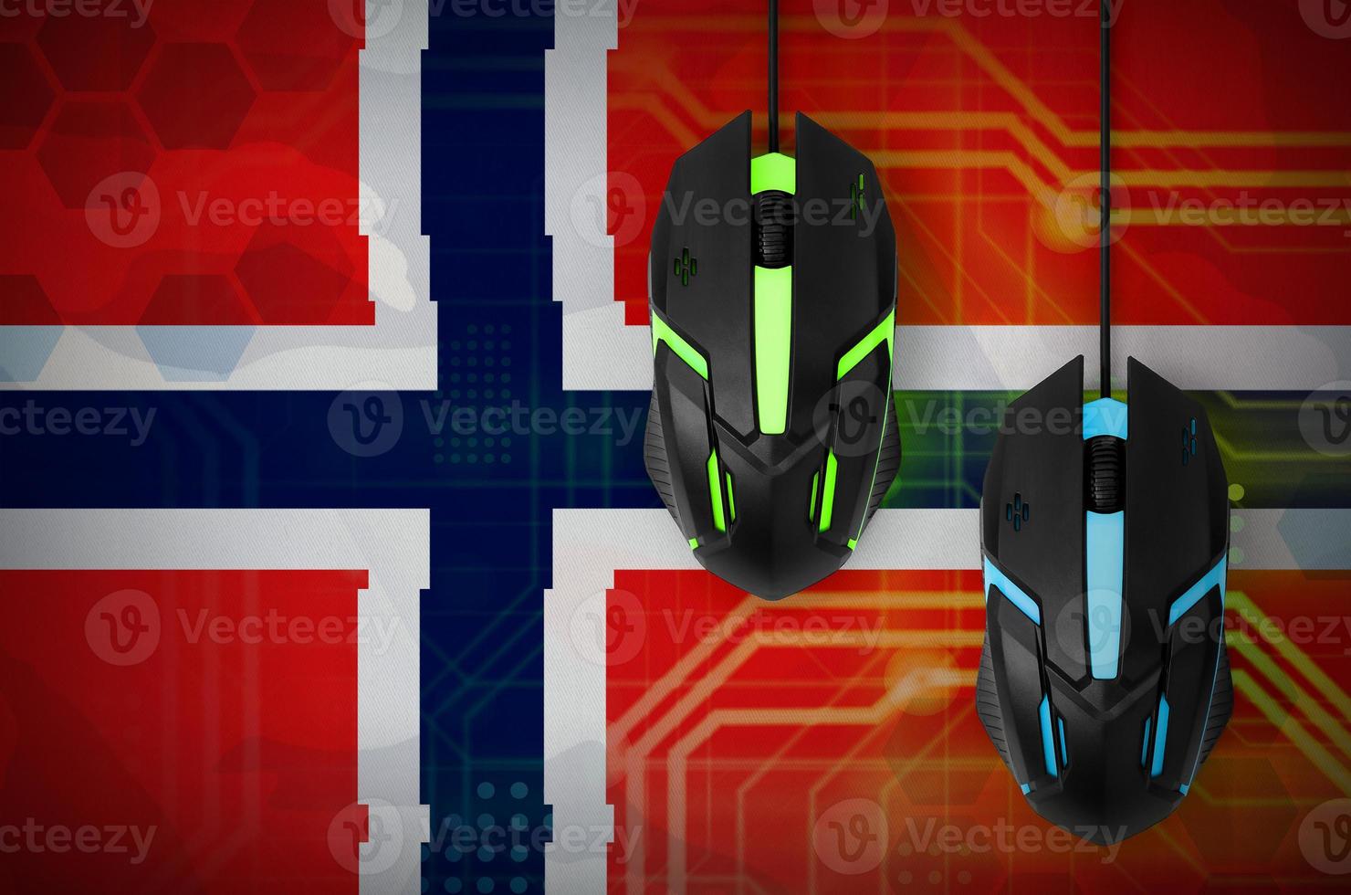 Norvegia bandiera e Due topi con retroilluminazione. in linea cooperativa Giochi. informatica sport squadra foto