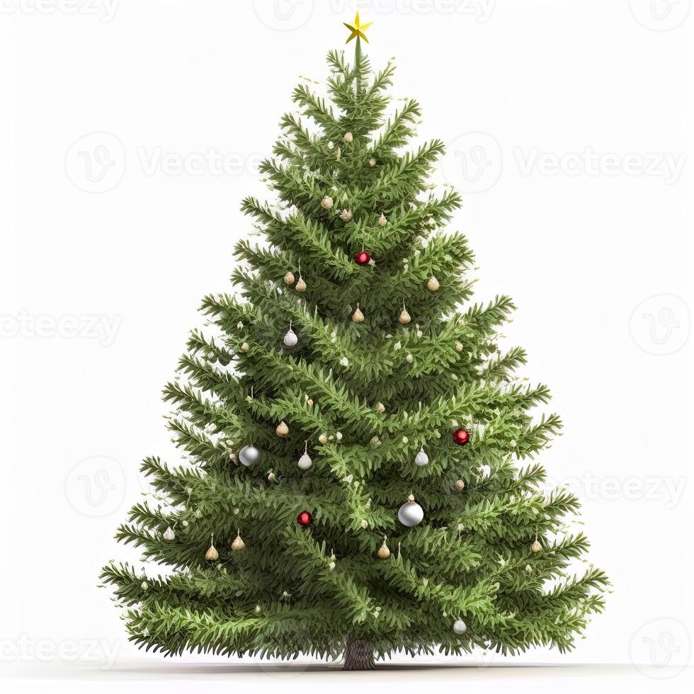 3d Natale albero su isolato bianca sfondo. vacanza, celebrazione, dicembre, allegro Natale foto
