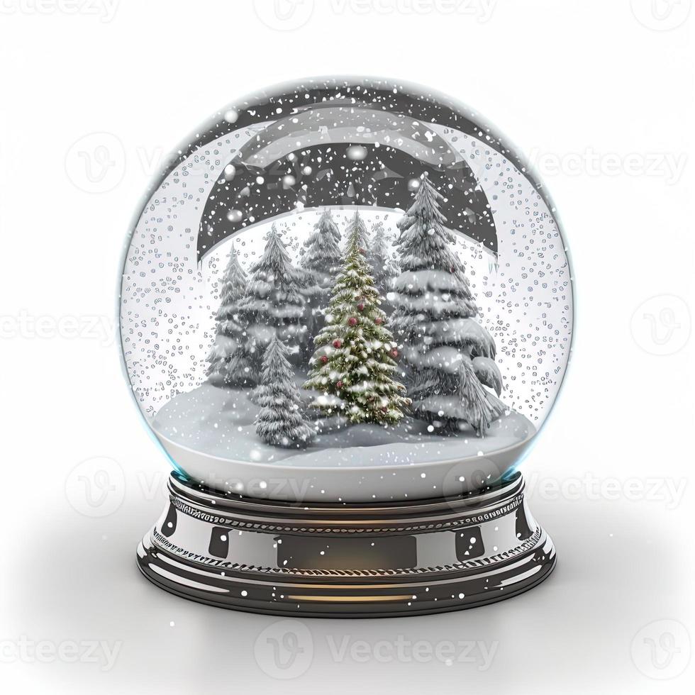 3d Natale neve globo su isolato bianca sfondo. vacanza, celebrazione, dicembre, allegro Natale foto