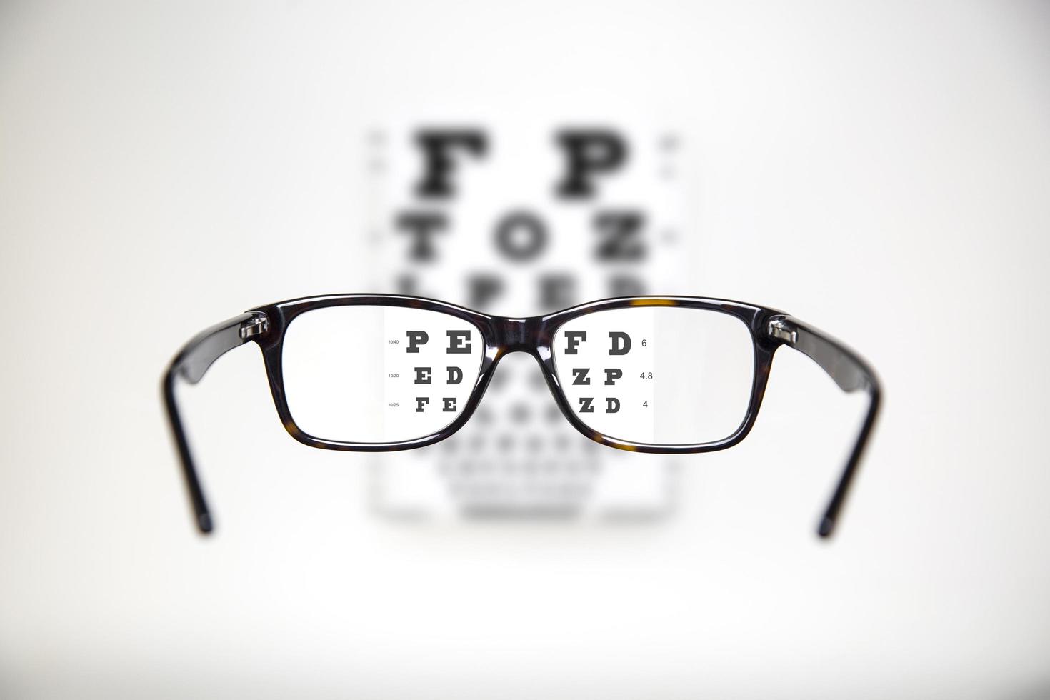 test della vista attraverso gli occhiali foto
