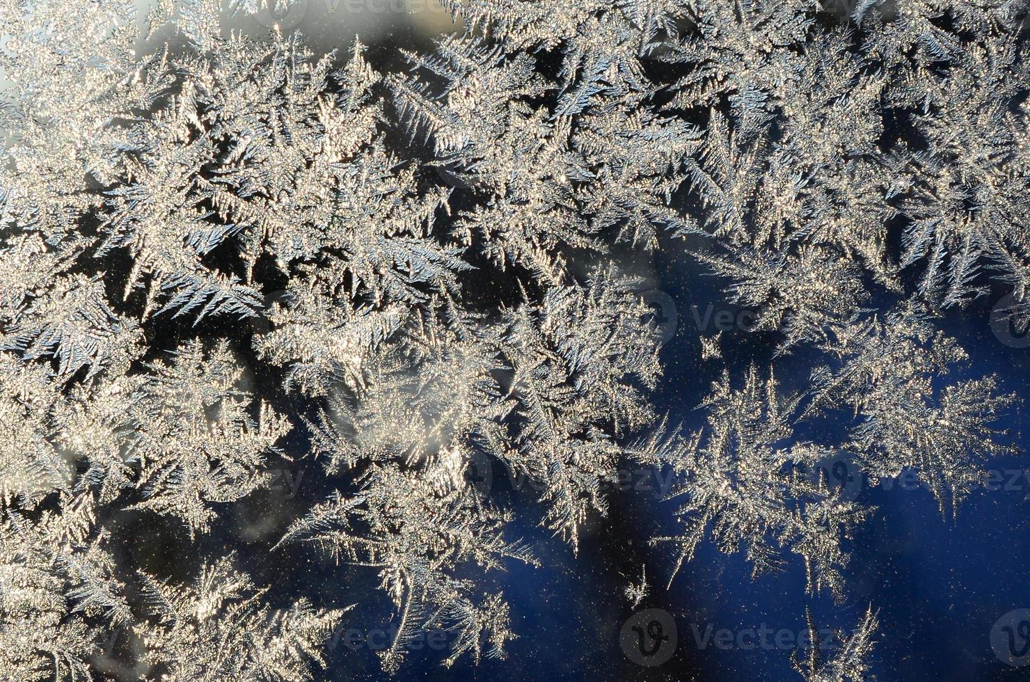 i fiocchi di neve brina brina macro su finestra bicchiere Pannello foto