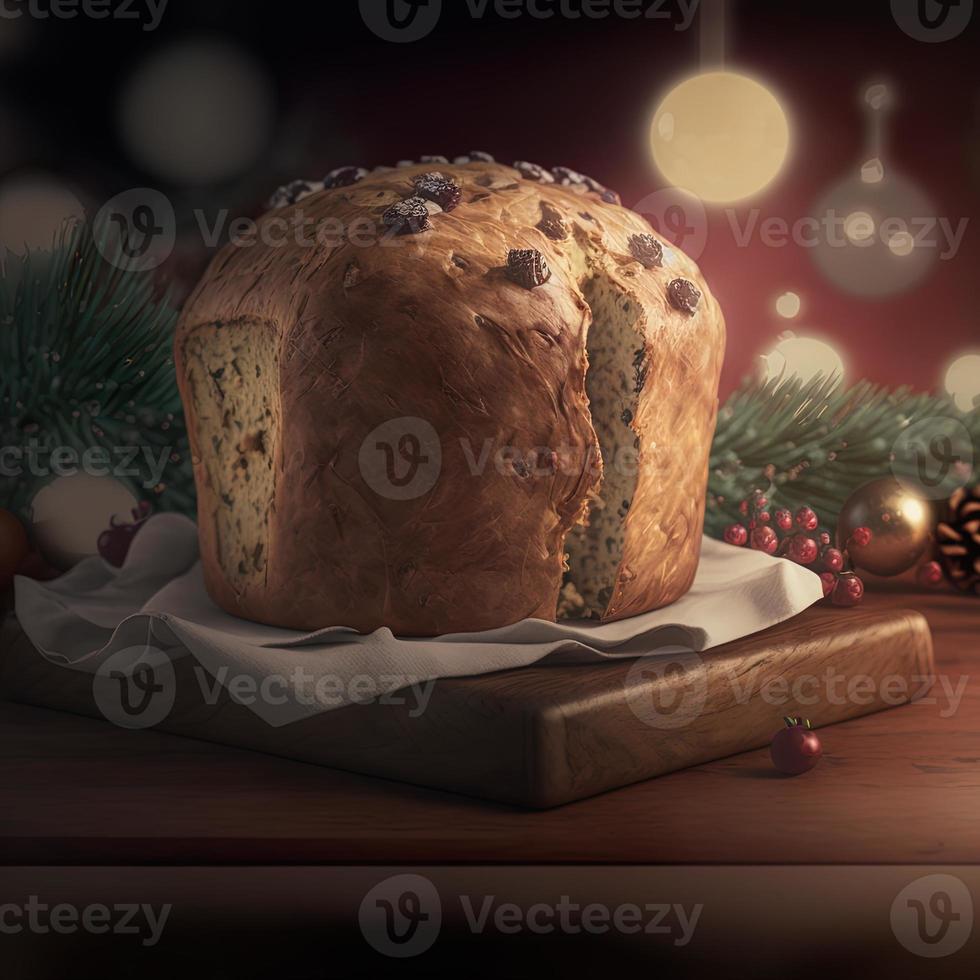 Panettone è il tradizionale italiano dolce per Natale foto