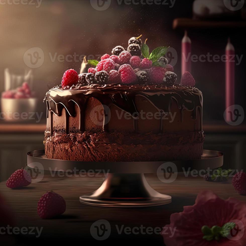 delizioso dolce, elegante, fatti in casa cioccolato torta foto