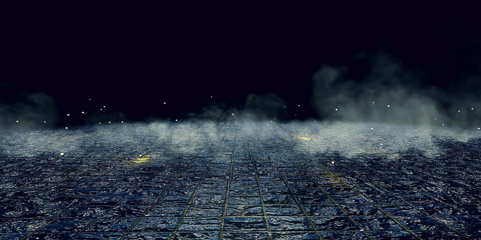pietra pavimento buio astratto scena sfondo marciapiede Fumo smog terrore sfondo 3d illustrazione foto