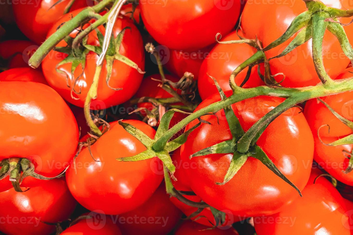 maturo rosso pomodori a agricoltori mercato. vendita biologico verdure nel supermercato. eco-friendly cibo per vegano cucinando. foto