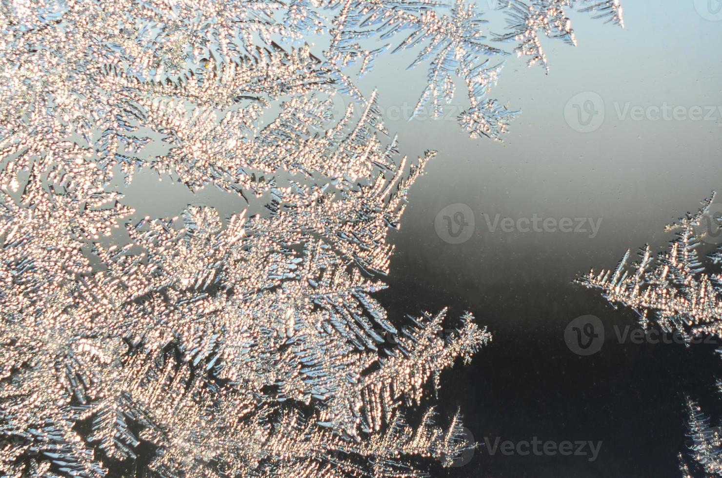 i fiocchi di neve brina brina macro su finestra bicchiere Pannello foto