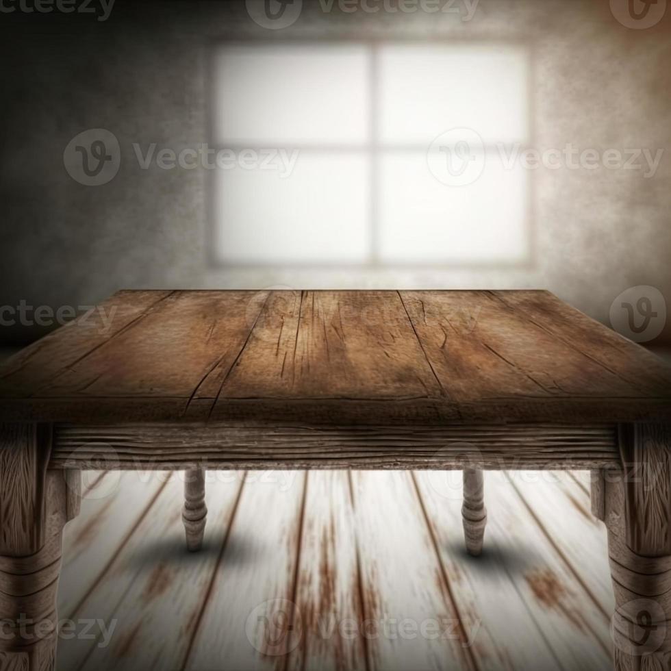 di legno rustico tavolo e finestra decorazione foto