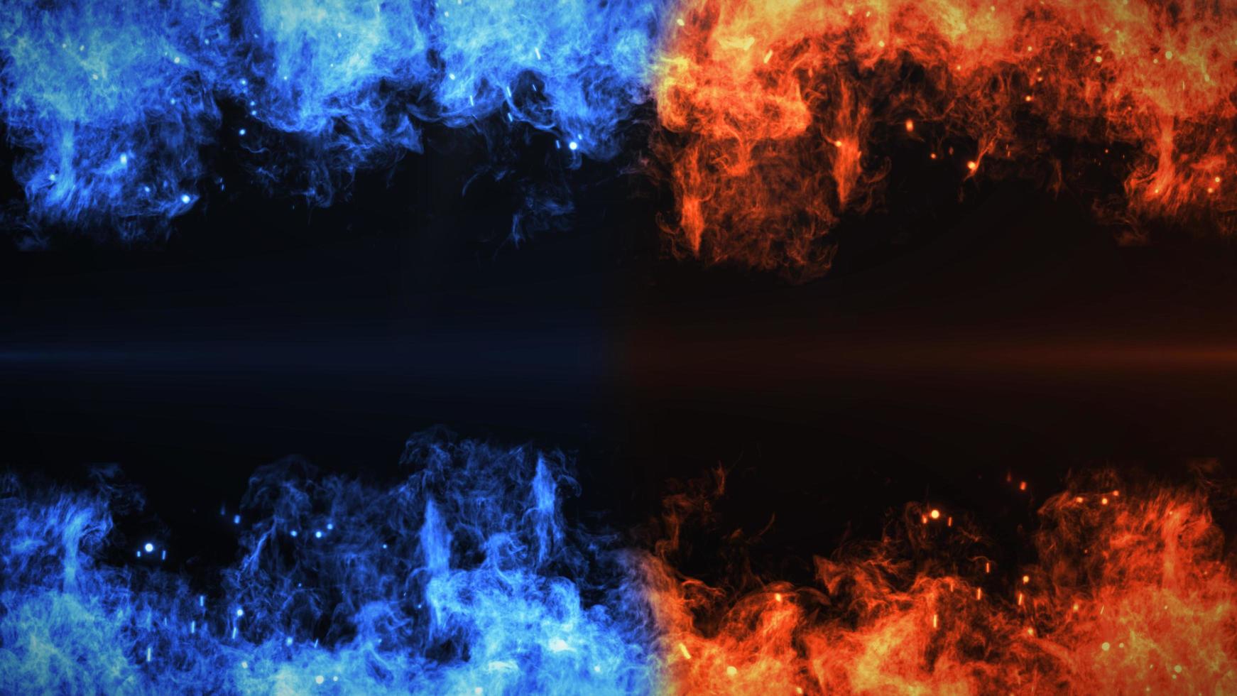 fuoco e ghiaccio concetto design con scintilla. 3d illustrazione. foto
