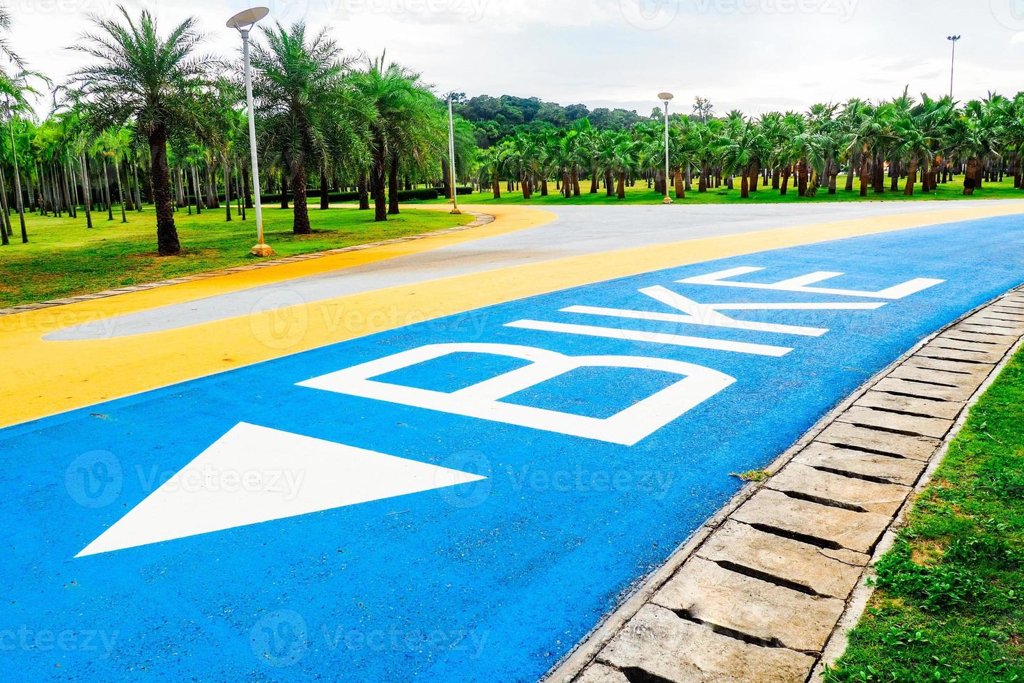 strada per il ciclismo bellissima nei parchi della thailandia. concetto di ciclismo sicuro foto