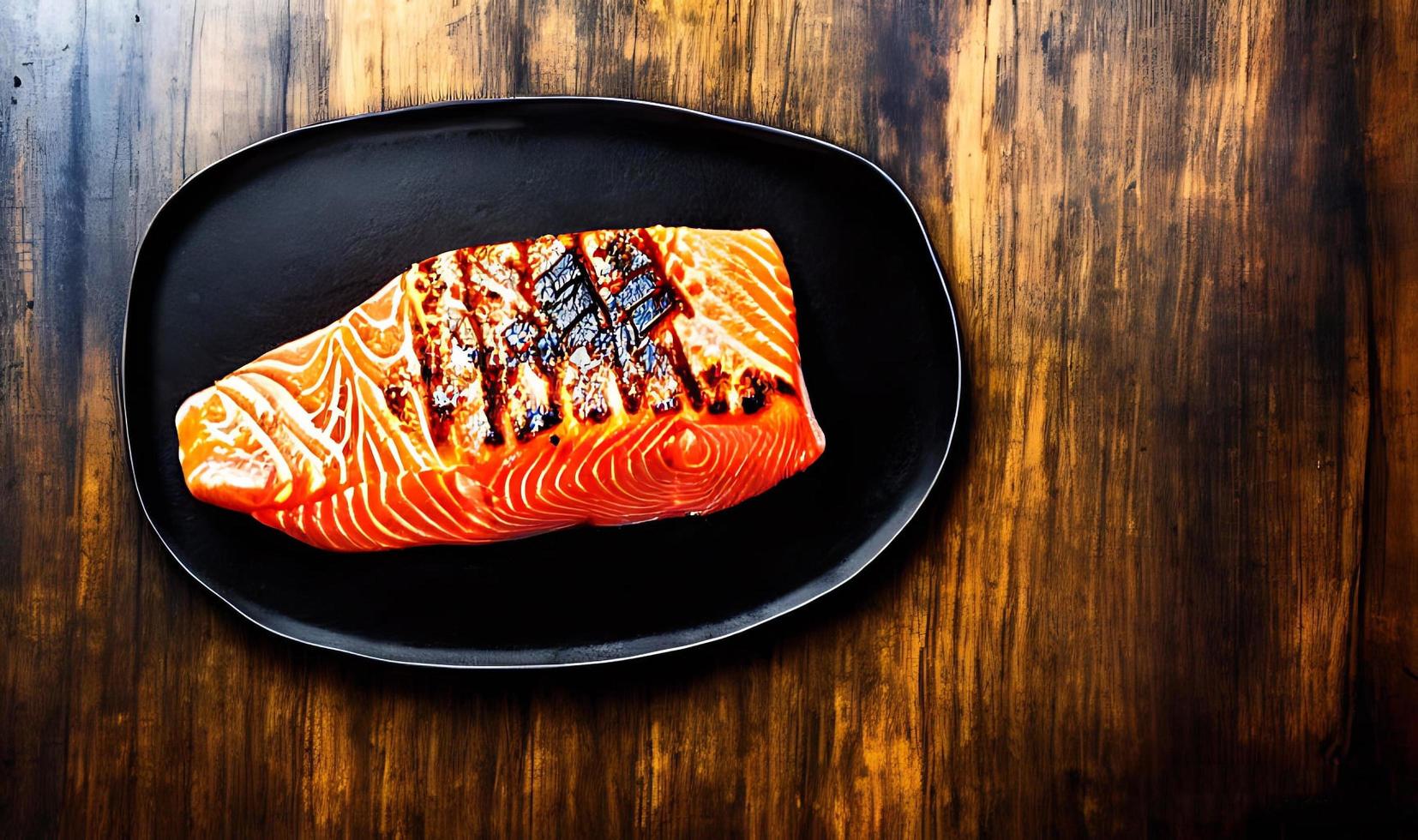 grigliato salmone. salutare cibo al forno salmone. caldo pesce piatto. foto