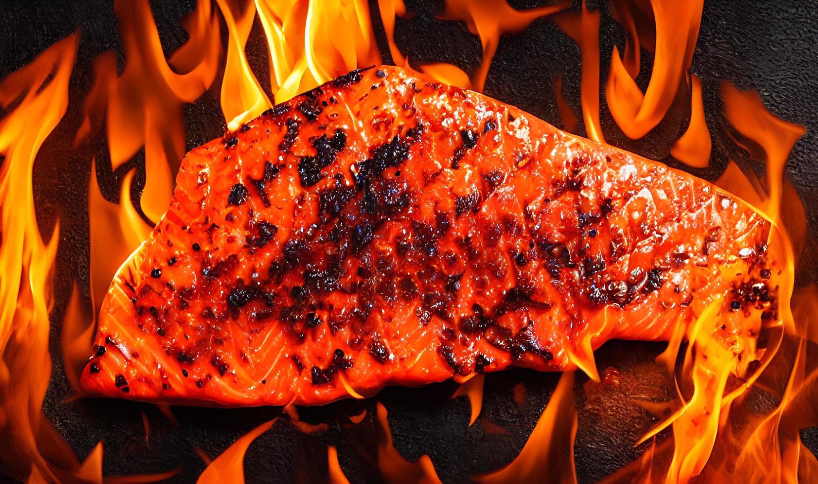 grigliato salmone. salutare cibo al forno salmone. caldo pesce piatto. foto