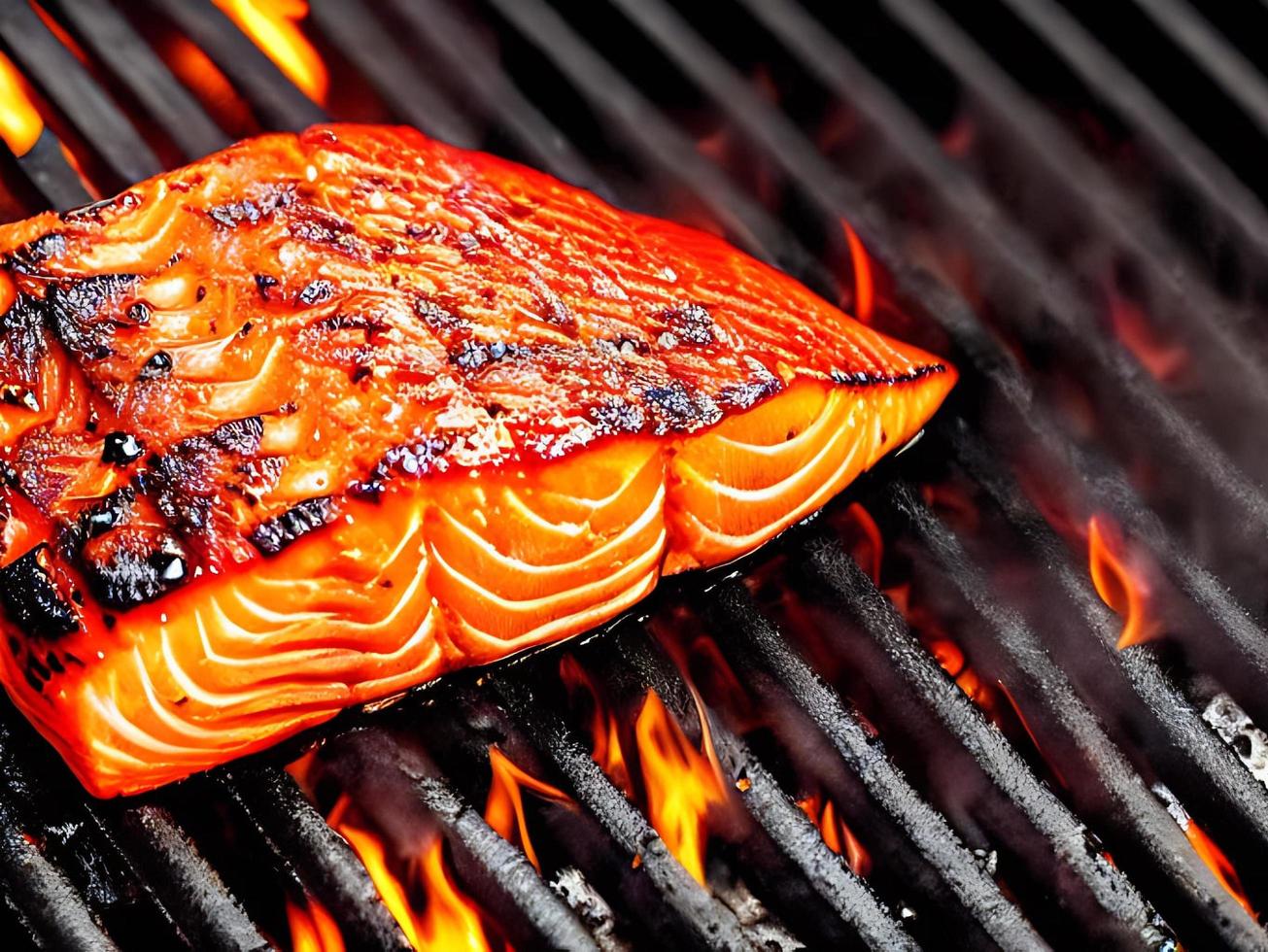 grigliato salmone. salutare cibo al forno salmone. caldo pesce piatto. foto