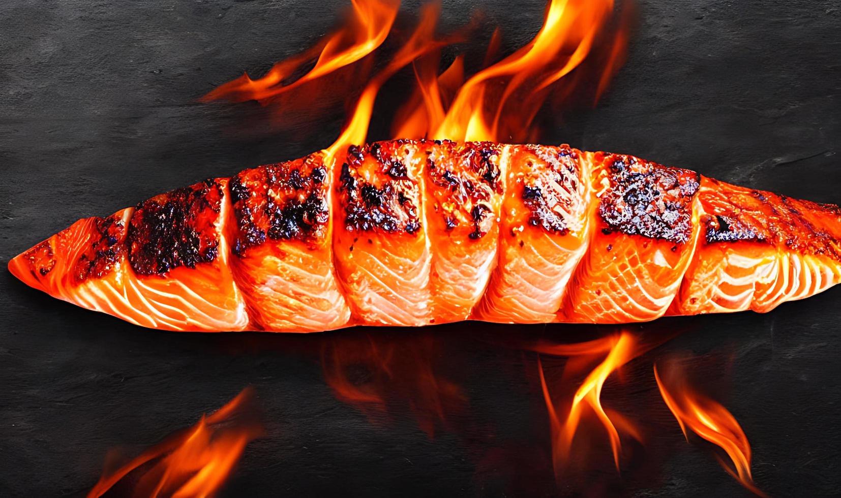 grigliato salmone. salutare cibo al forno salmone. caldo pesce piatto. foto