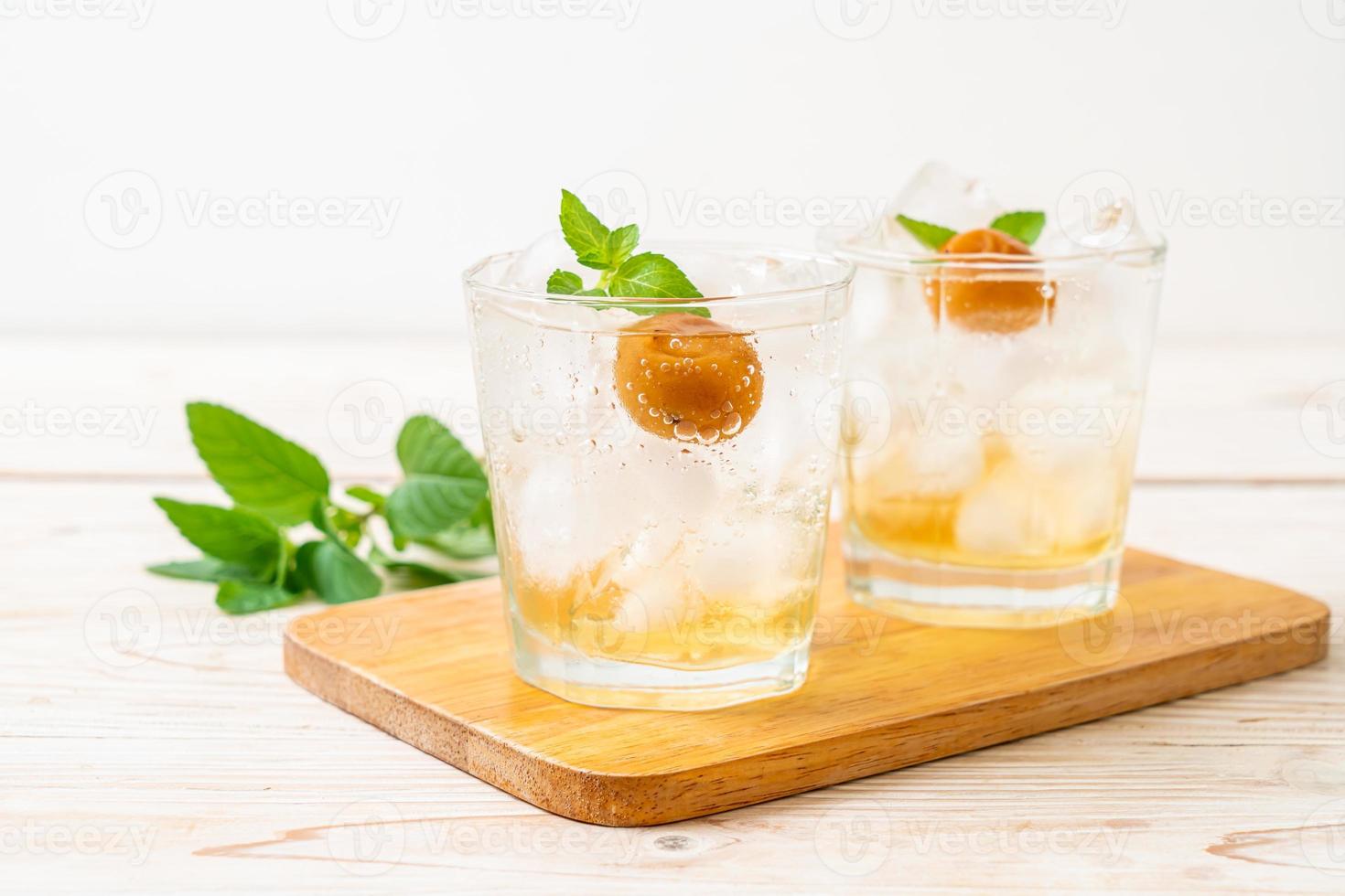 succo di prugna ghiacciato con soda e menta piperita foto