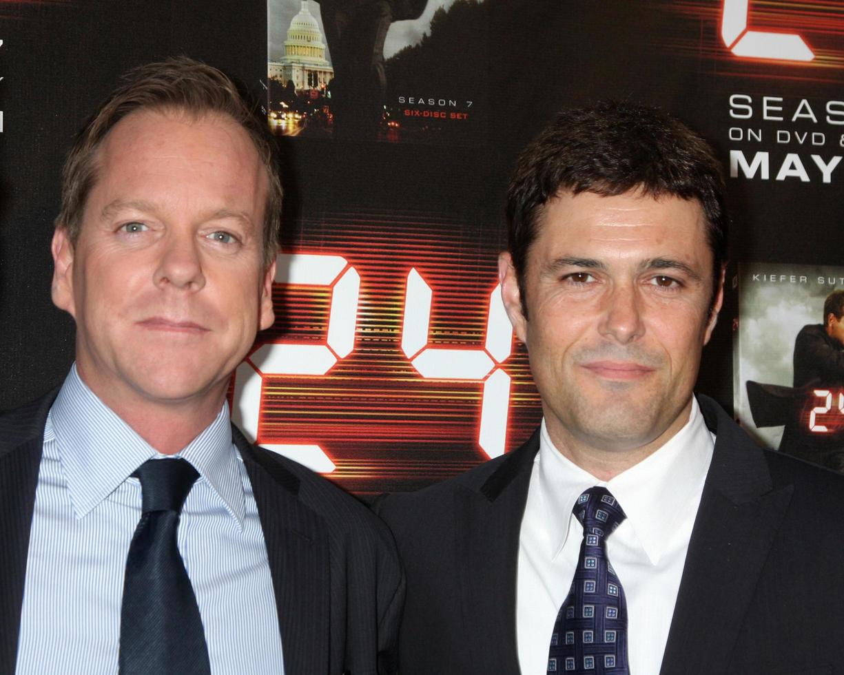 Kiefer sutherland e carlo bernardo in arrivo a il 24 stagione finale selezione stagione 8,e stagione 7 DVD pubblicazione a il wadworth Teatro nel westwood, ca su Maggio 12, 2009 foto