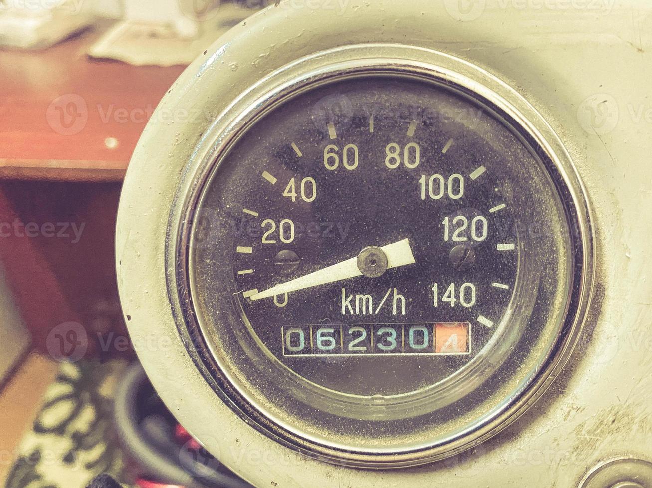 Vintage ▾ auto pannello di controllo con cromo cerchi tachimetro tachimetro foto