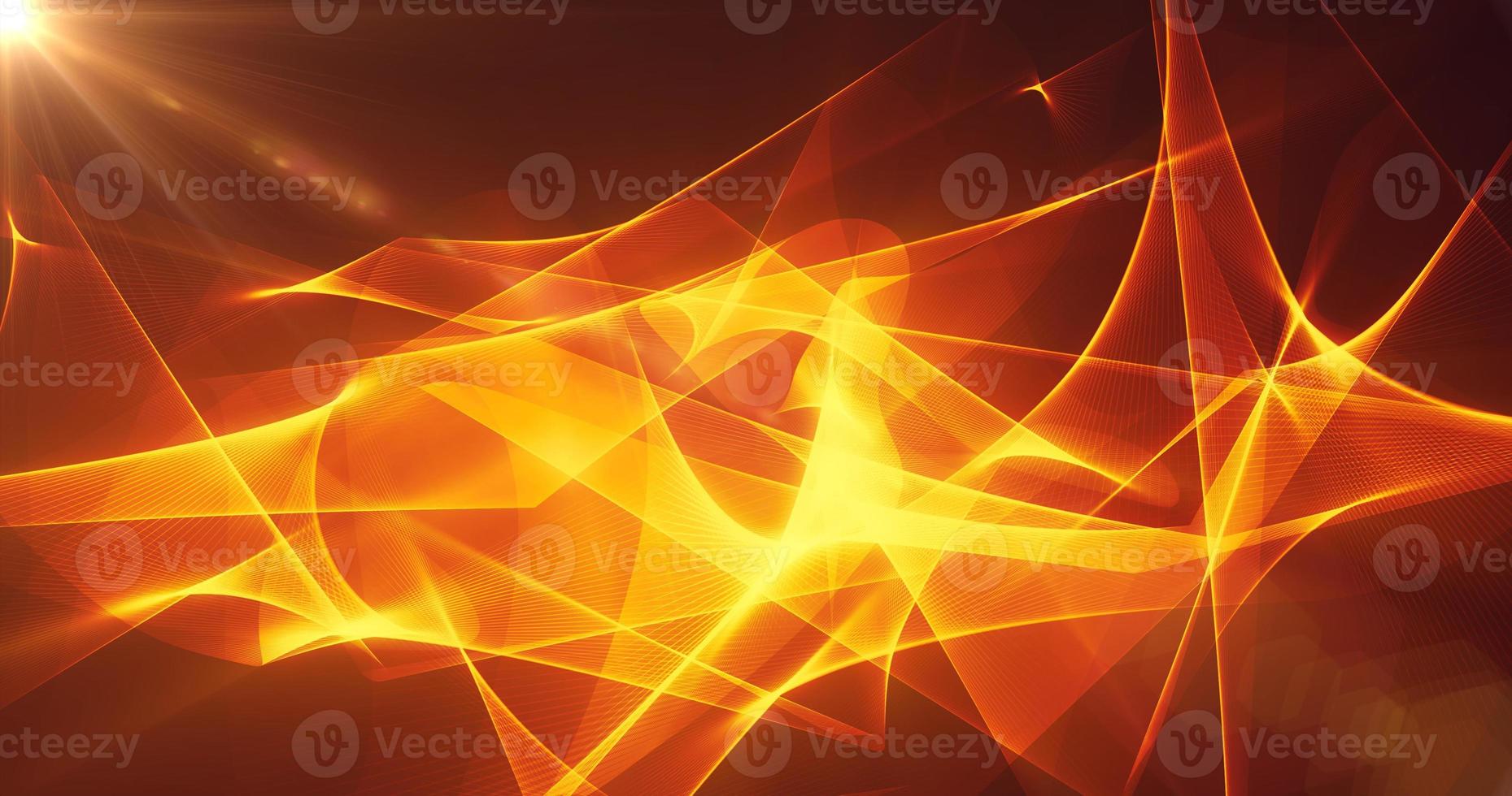futuristico astratto giallo arancia ardente raggiante onde splendente magico energia su nero sfondo. astratto sfondo foto