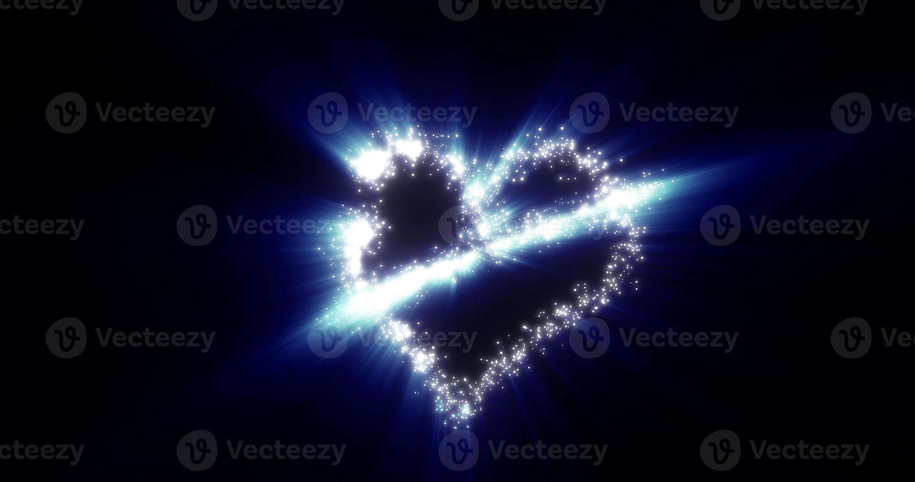 un' cuore a partire dal un' volante cometa saluto amore a partire dal particelle e Linee di luminoso brillante oro su un' blu sfondo per San Valentino giorno. astratto salvaschermo foto