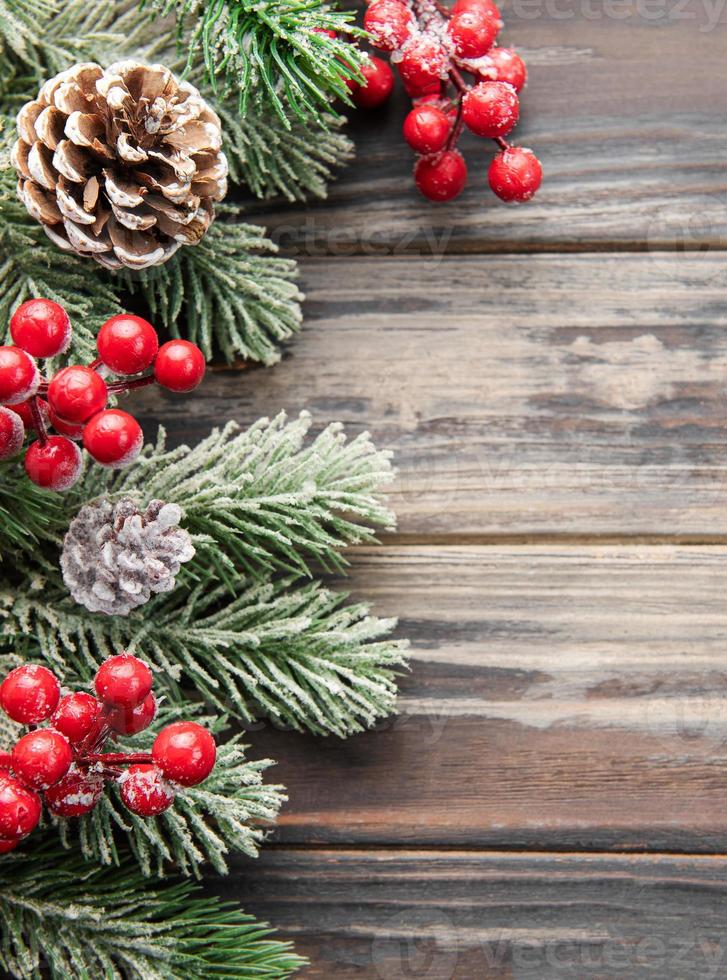 Natale sfondo con abete albero e arredamento. superiore Visualizza con copia spazio foto