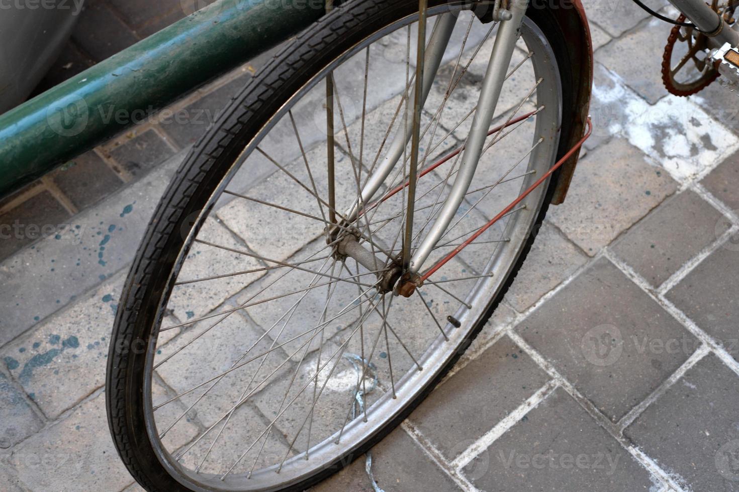 bicicletta nel il città parco vicino il mare. foto