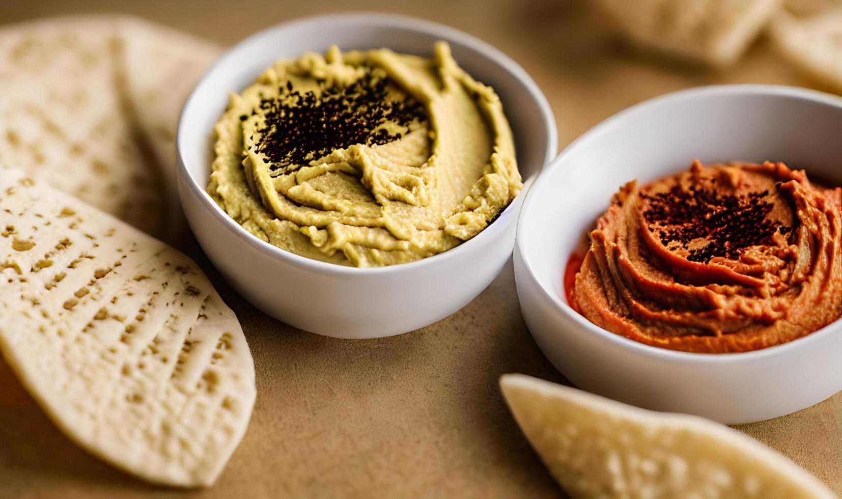 salutare cibo. tradizionale appena fatto biologico hummus. foto