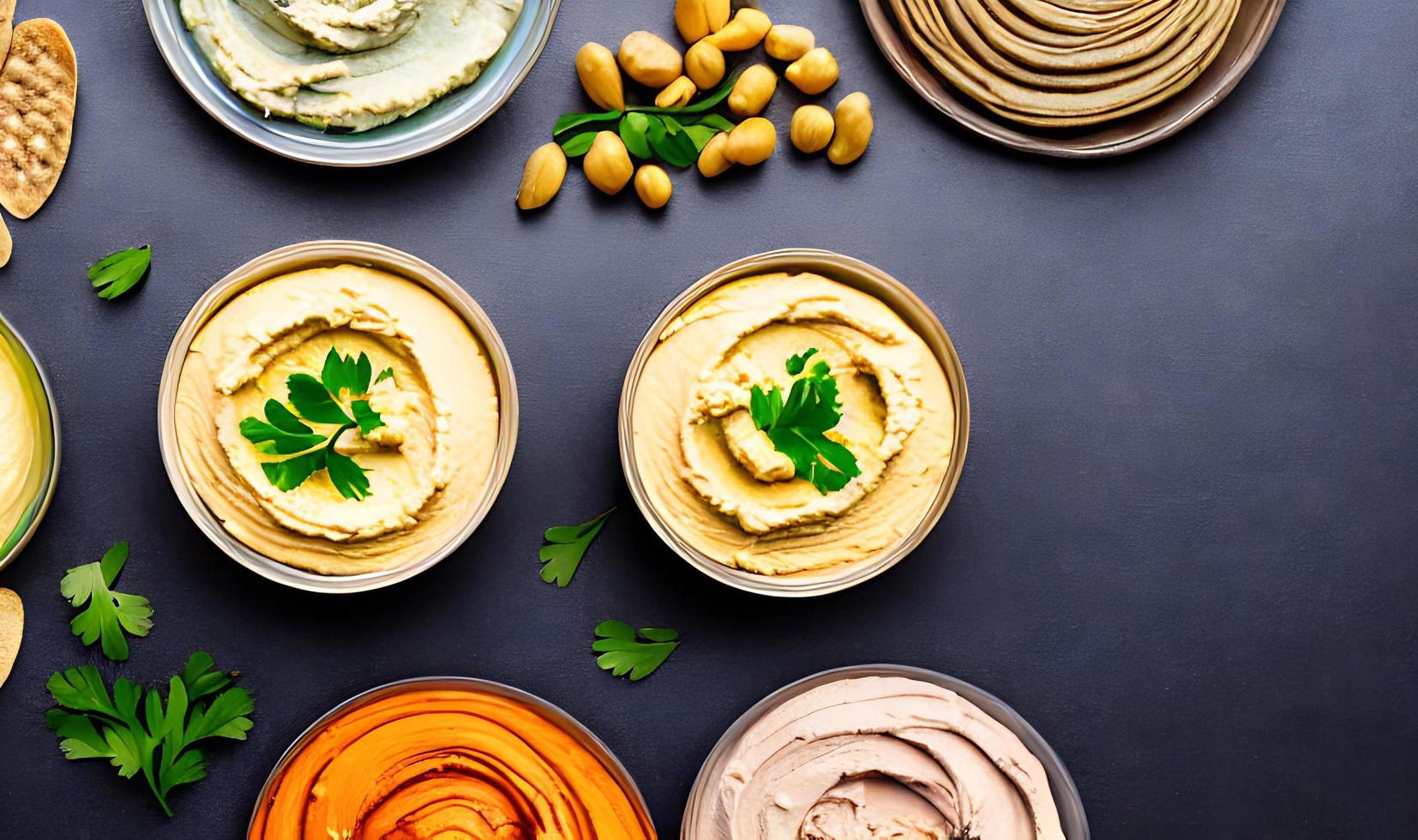 salutare cibo. tradizionale appena fatto biologico hummus. foto