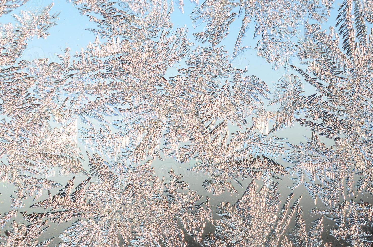 i fiocchi di neve brina brina macro su finestra bicchiere Pannello foto