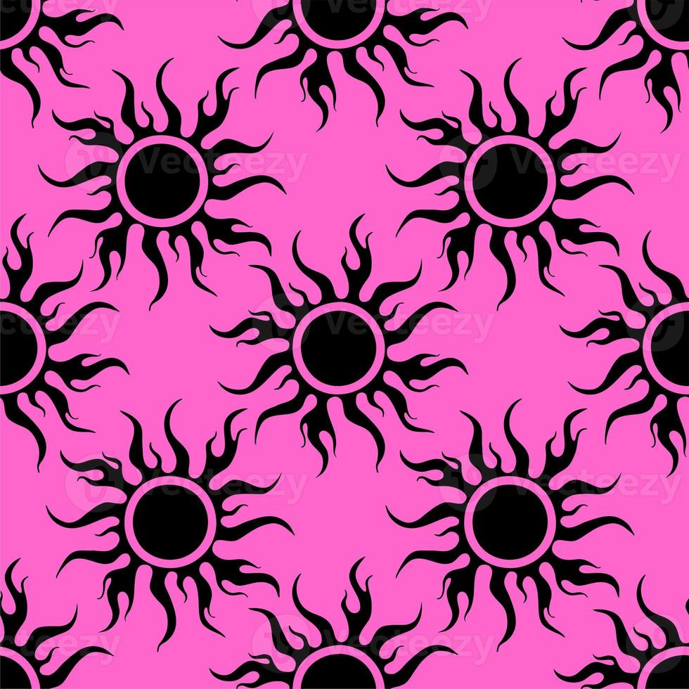 senza soluzione di continuità simmetrico grafico modello di nero Soli su un' rosa sfondo, struttura, design foto