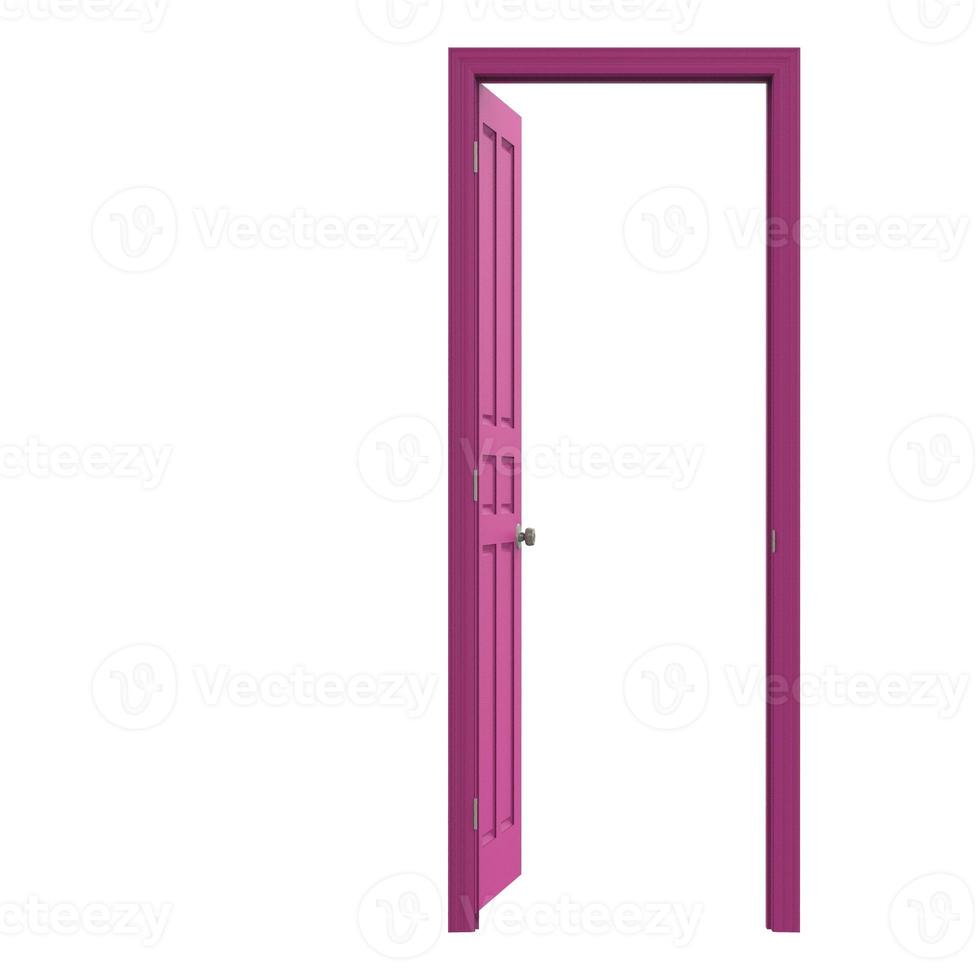 Aperto isolato rosa porta chiuso 3d illustrazione interpretazione foto
