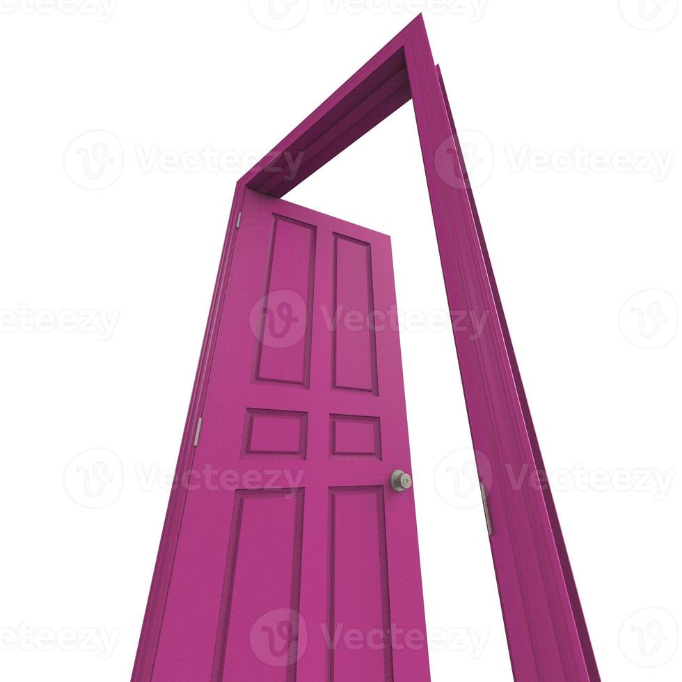 Aperto isolato rosa porta chiuso 3d illustrazione interpretazione foto