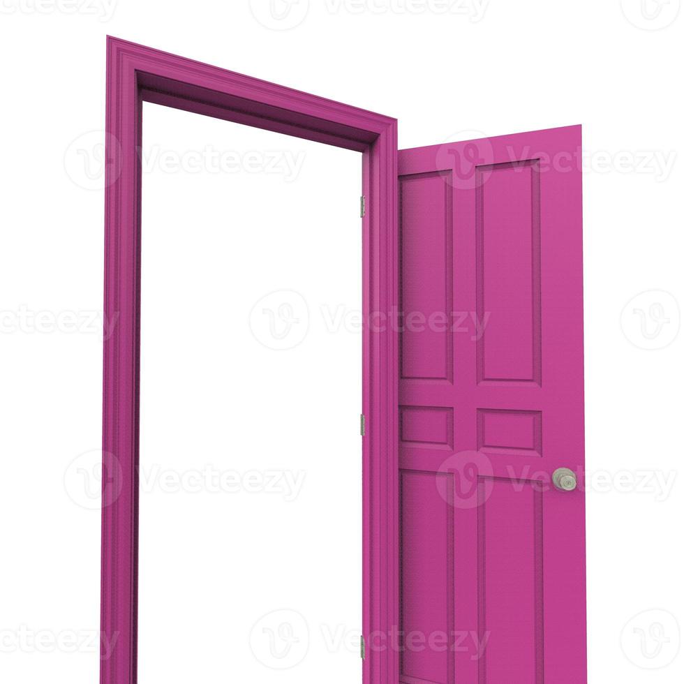 Aperto isolato rosa porta chiuso 3d illustrazione interpretazione foto