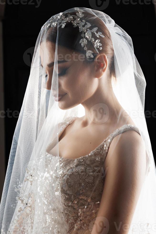 elegante sposa nel un' nozze vestito foto