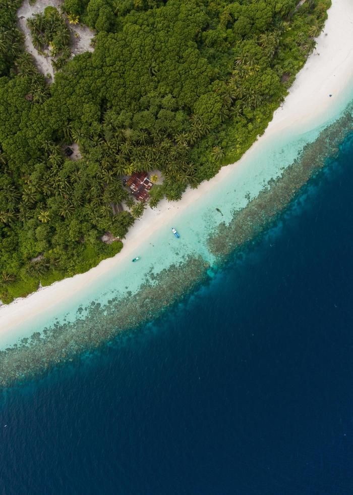 maldive, asia meridionale, 2020 - veduta aerea di un'isola tropicale foto