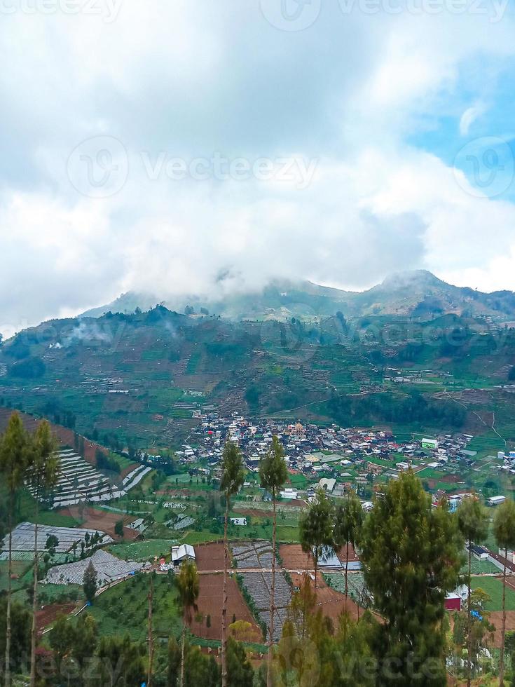 campagna su un' collina nel il dieng altopiano la zona di wonosobo, centrale Giava foto