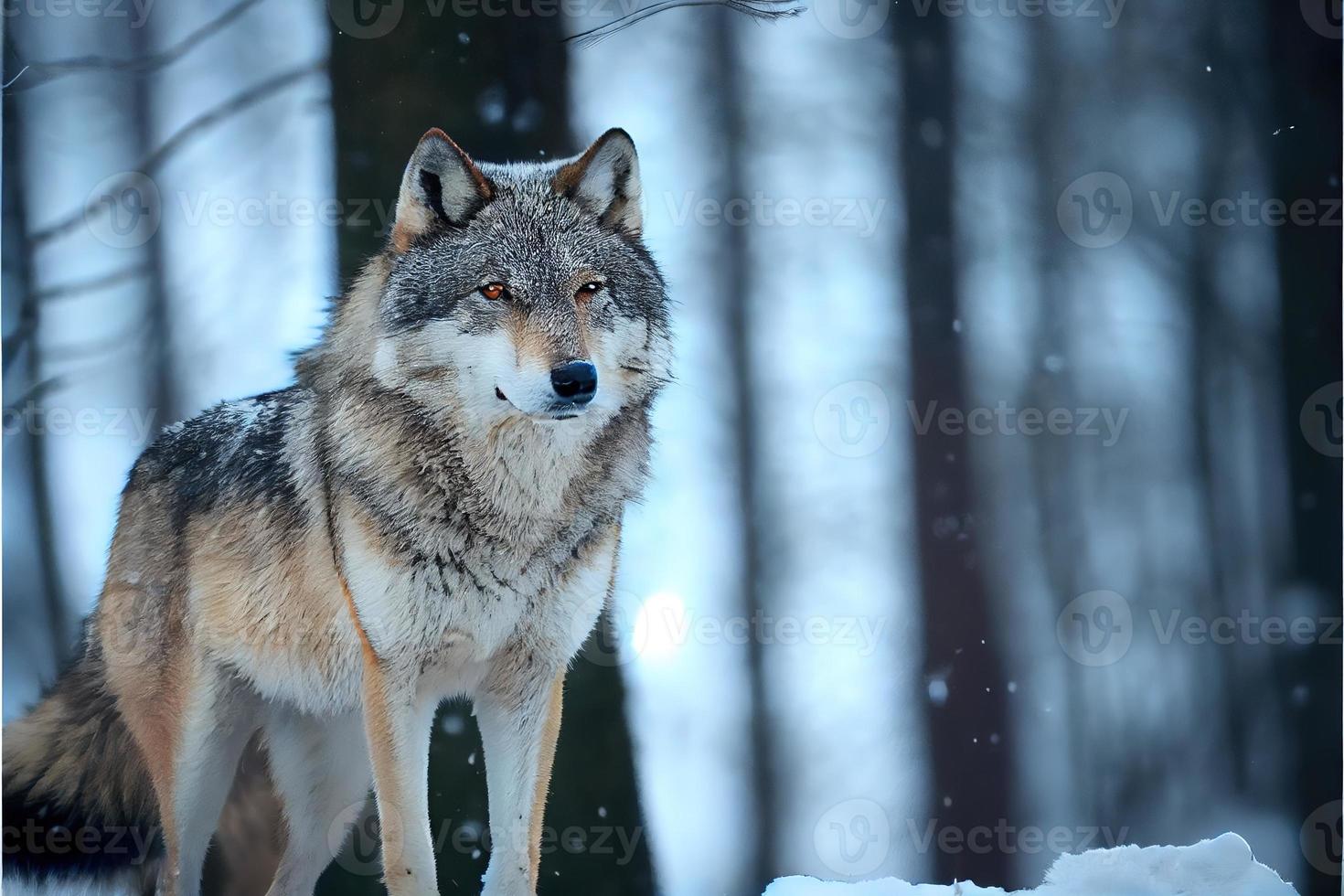 eurasiatico lupo nel bianca inverno habitat bellissimo inverno foresta foto