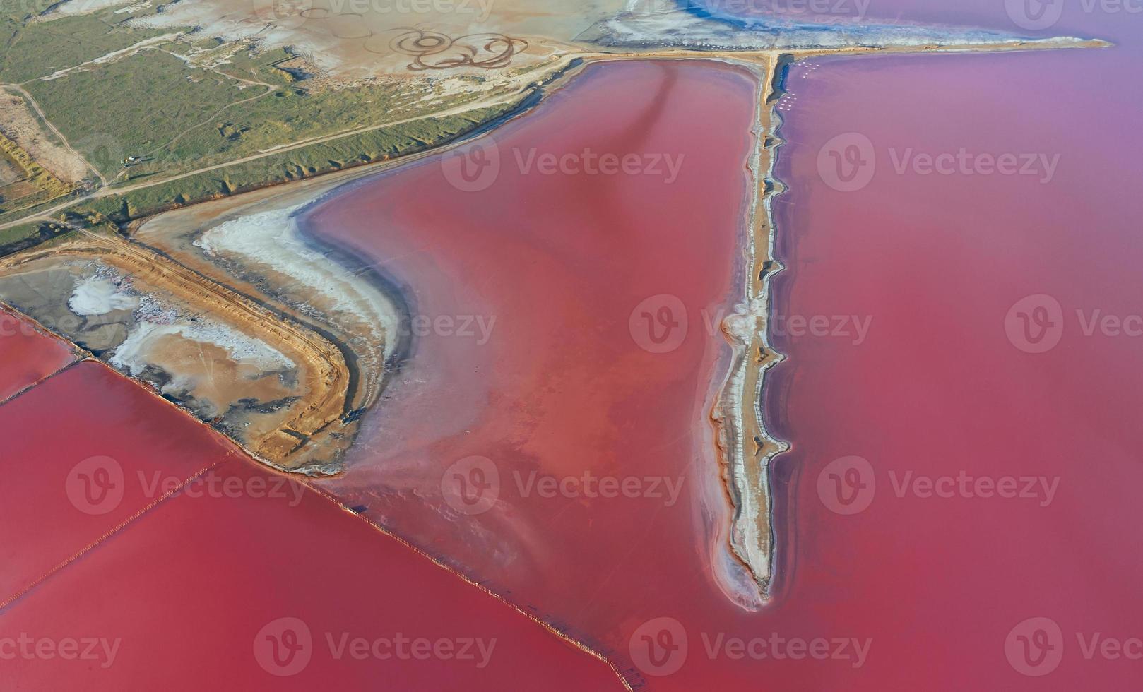 sorprendente viola acqua. aereo Visualizza di jarilgach isola nel Ucraina. maestoso paesaggi foto