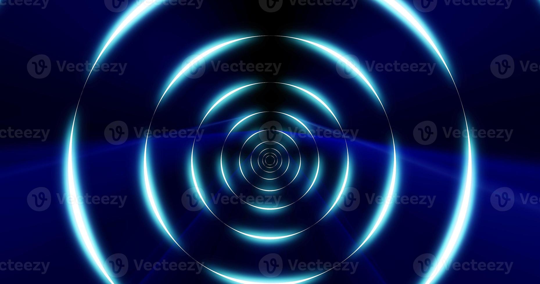 tunnel di il giro blu raggiante luminosa neon anelli. astratto sfondo. salvaschermo foto
