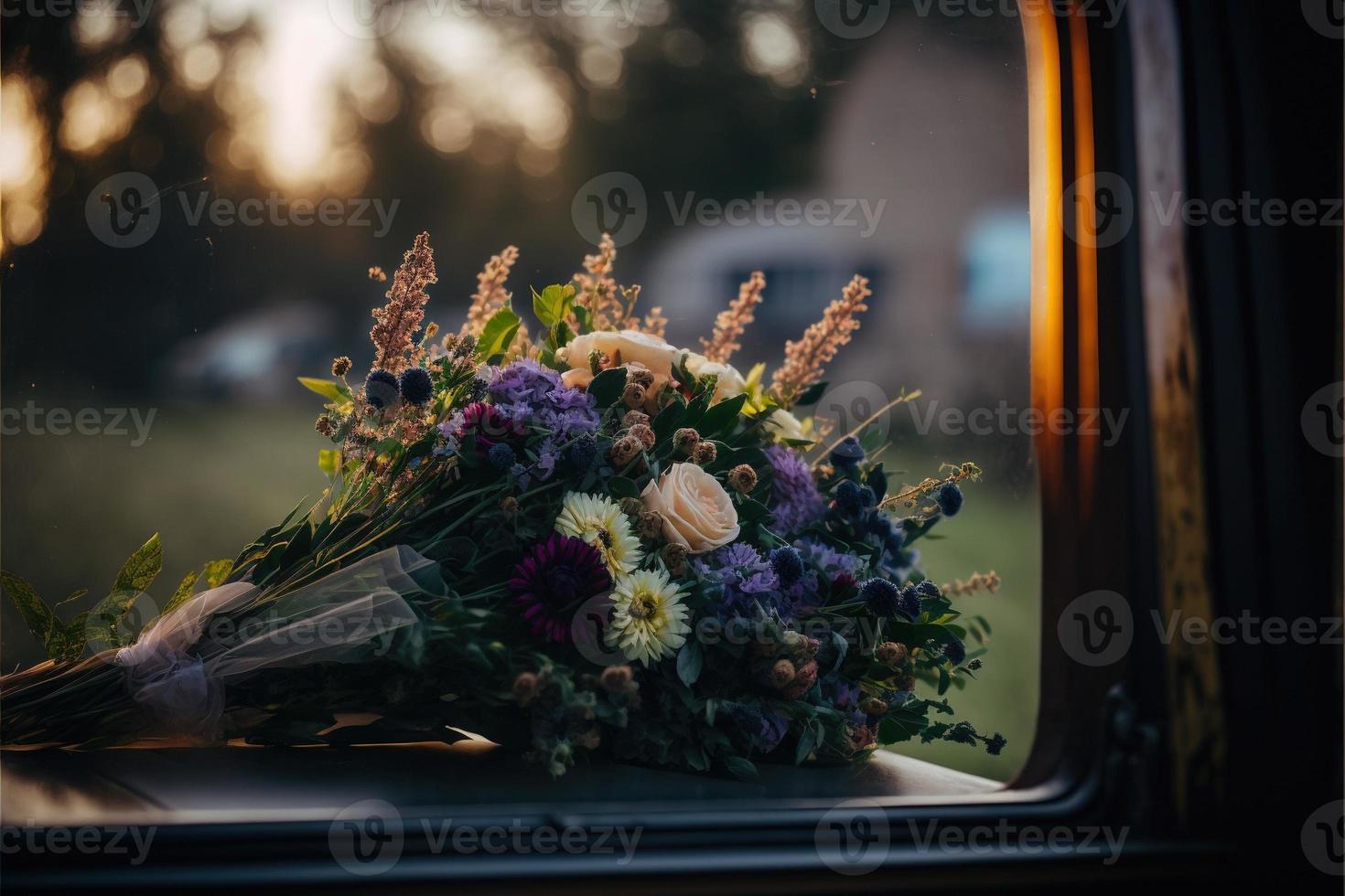 funerale fiori presentata su un' bara a il evento di di qualcuno passaggio avvicinamento foto