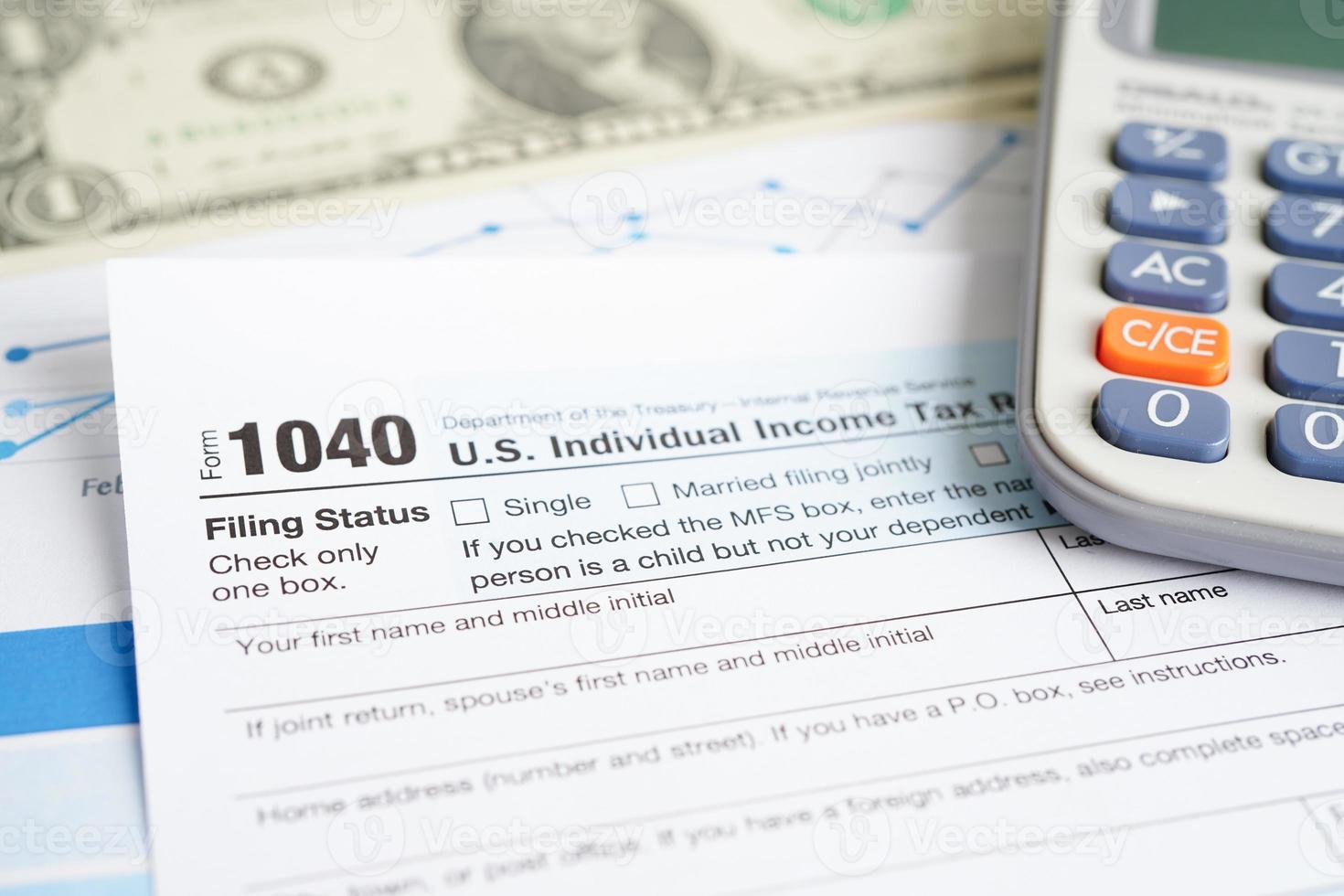 modulo fiscale 1040 us dichiarazione dei redditi individuale, concetto di finanza aziendale. foto
