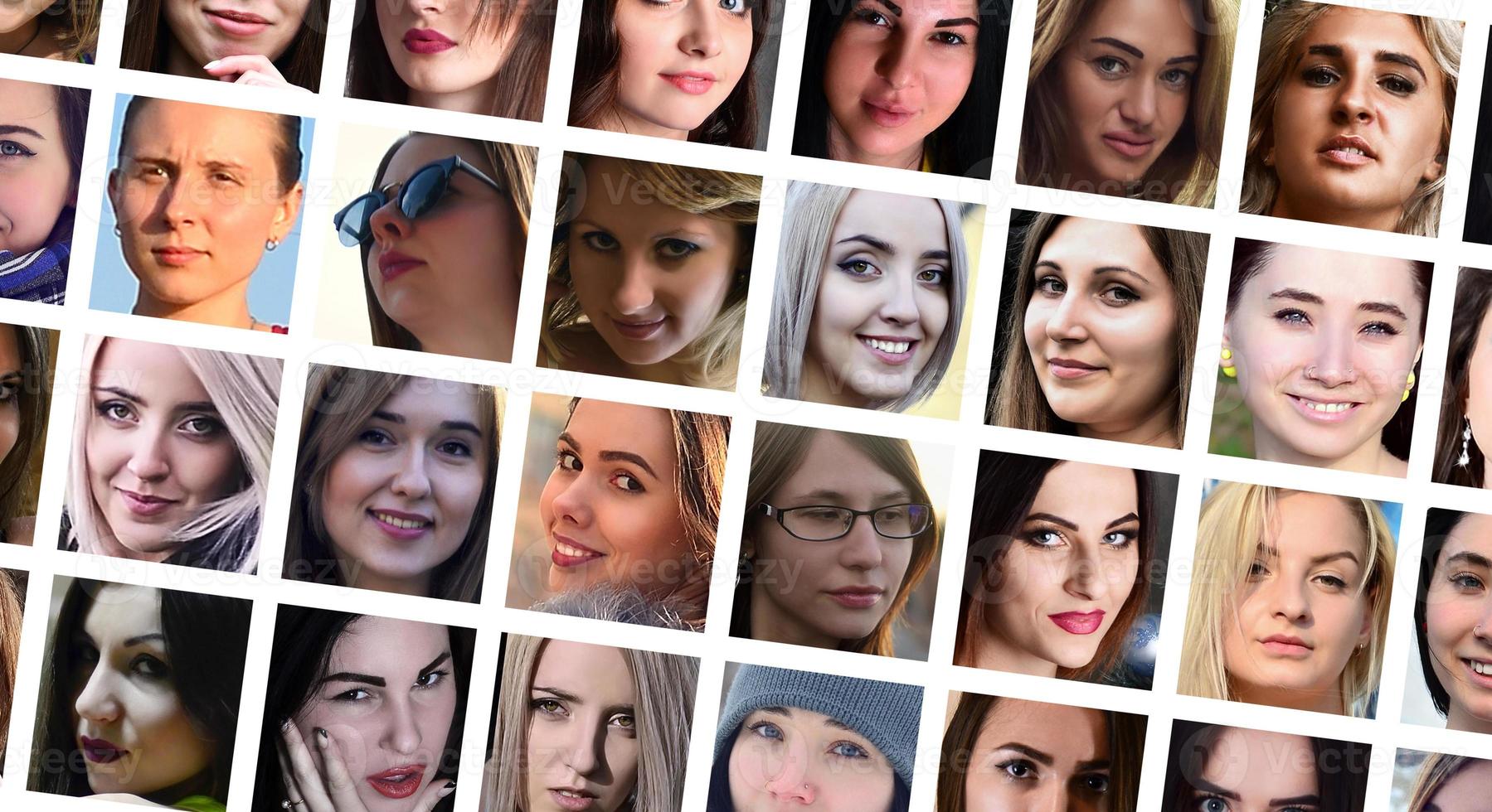 collage gruppo ritratti di giovane caucasico ragazze per sociale media foto